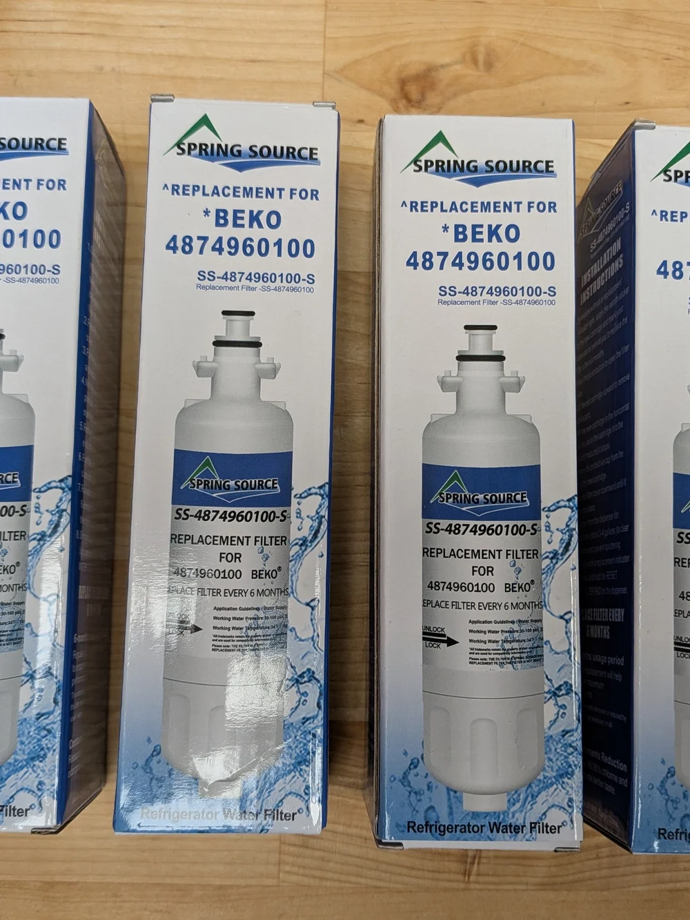 4 Spring Source Replacement Refrigerator Water Filter - White/Blue